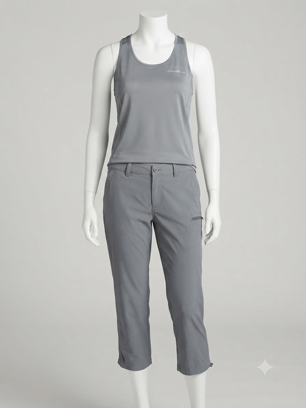 Eddie Bauer Ripstock Women's Slate Blue Hiking Cargo Track Capri Pants size 10